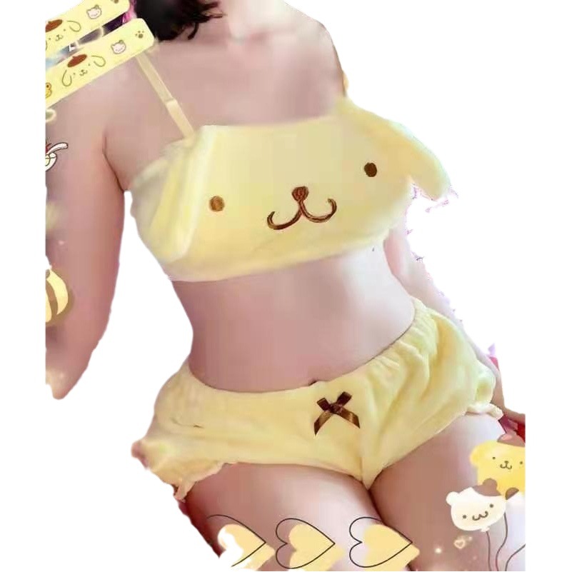 Japanese cartoon soft Laurel dog girl tube top winter warm sweet wireless comfortable underwear suit