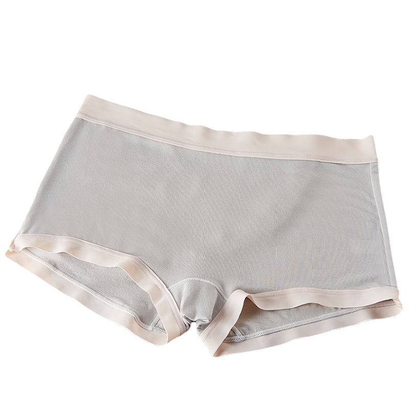 Solid color girl boxers high elastic skin-friendly seamless anti-exposure women's boxer briefs antibacterial cotton crotch underwear women