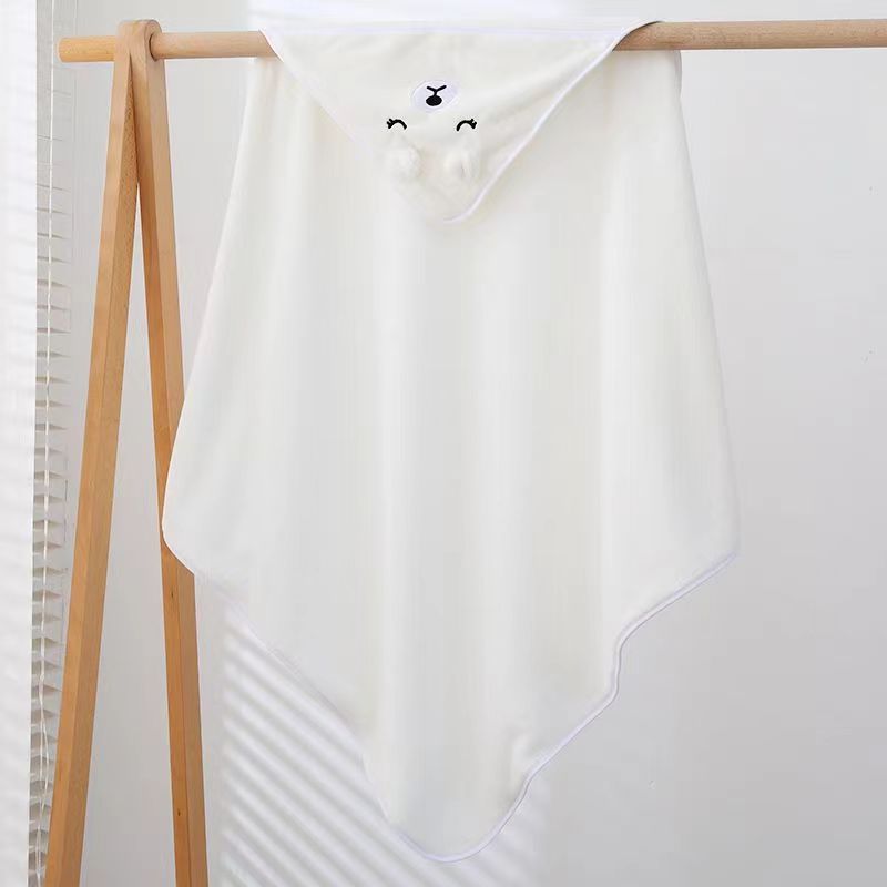 Picture of Baby Blanket Coral Fleece Embroidered Cartoon Hooded Bath Towel Kick-proof Cloak Newborn Baby's Cloak Travel Cloak