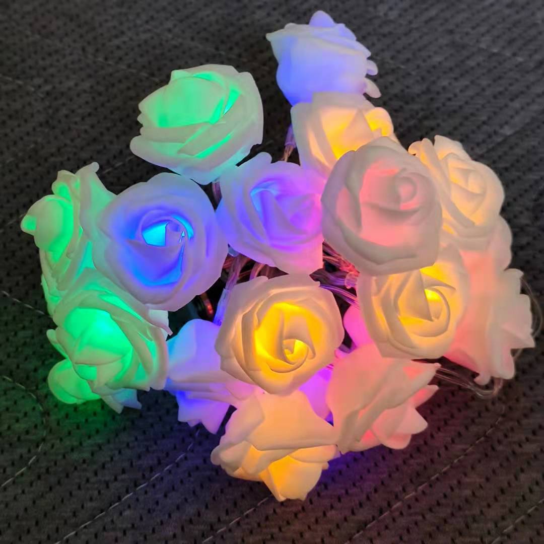 Picture of Rose Light String LED Foam Flower Lights Proposal Valentine's Day Girl's Heart Room Decorative Lights Flower Lights
