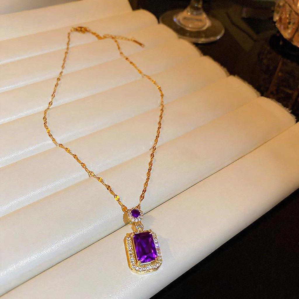 Picture of Emerald Pendant Necklace Women's All-match High-end Jewelry suit Women's Three-piece Set Earrings Ring Jewelry