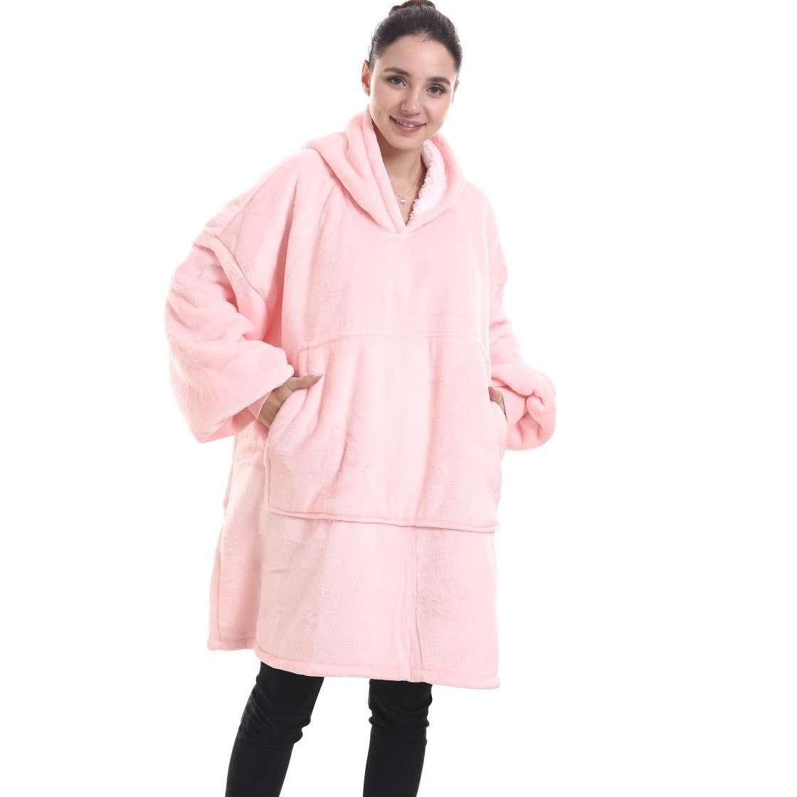 Picture of TV Explosions hugglehoodie Pullover Fleece Clothing Hooded Outdoor Cold-proof Warm Lazy TV Blanket Nightgown Women