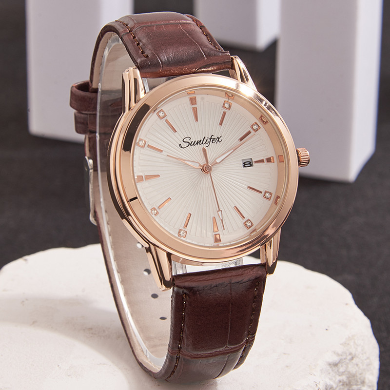 Swiss Brand Luminous Calendar Men's watch Business Quartz watch Foreign Trade Explosions Fashion Men's Belt watch