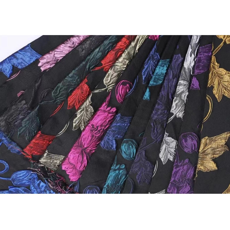 Picture of Concave-convex relief large flower jacquard fabric three-dimensional texture exquisite bright silk dark pattern flower decorative clothing fabric