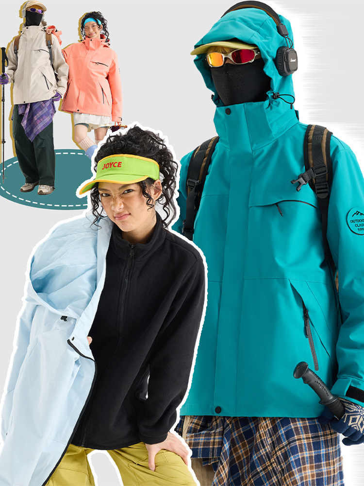 Luotuo's same style down jacket, women's outdoor three-in-one windproof, waterproof, and warm two-piece set, men's petite jacket