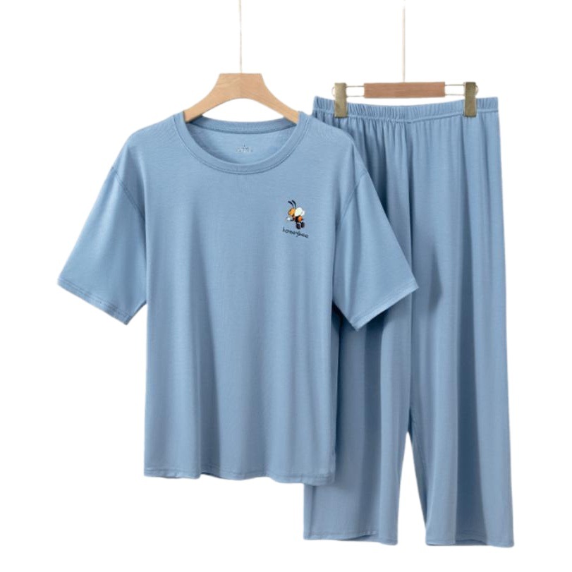 Modal Pajamas Women's Summer Short-sleeved Home Clothes Summer Women's Round Neck Pajamas Women's Summer Girls Home Leisure suit