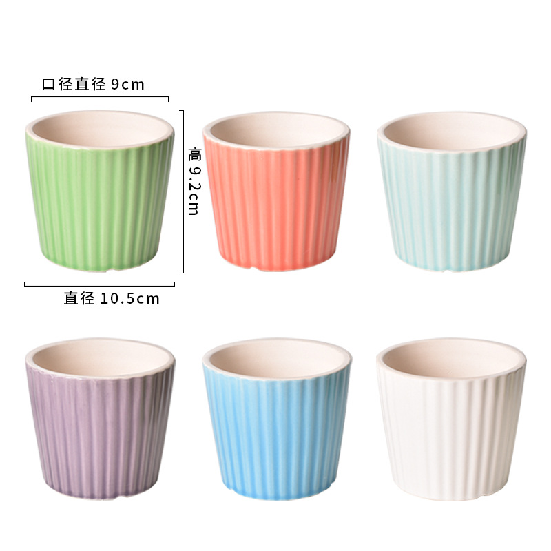 Picture of Factory wholesale ceramic flower pot glaze combination creative home decoration fleshy flower pot simple meat green plant potted plant