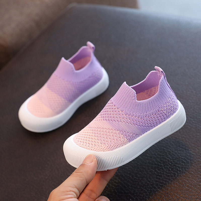 Picture of Contrast Color Middle and Large Children's Shoes Spring and Autumn Breathable Student Shoes Fashionable Casual Shoes Korean Style Boys and Girls Flying Weaving Shoes