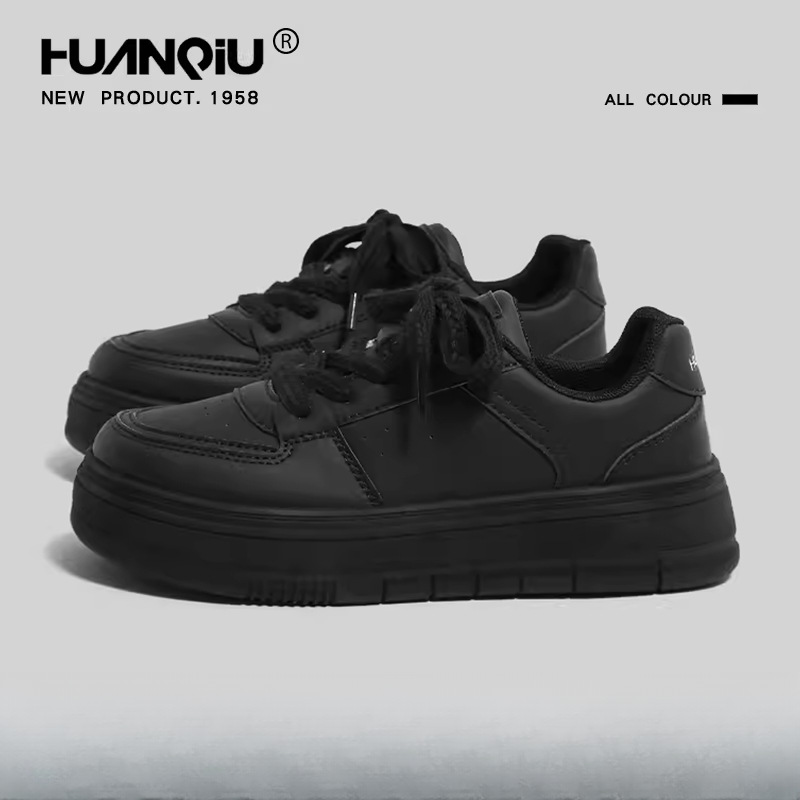 Universal black board shoes women's 2024 new autumn shoes women's spring and autumn thick-soled sports small black shoes cross-border wholesale
