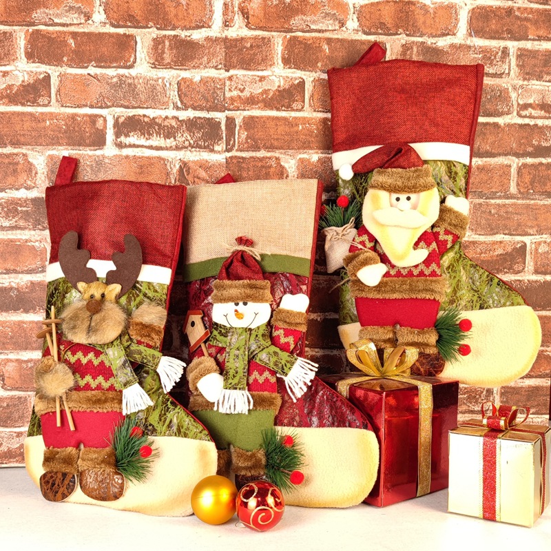 Cross Border Christmas Stocking Candy Bag Holiday Gift Bag Christmas Tree Decorations Pendant Stereo Doll Fabric Socks
