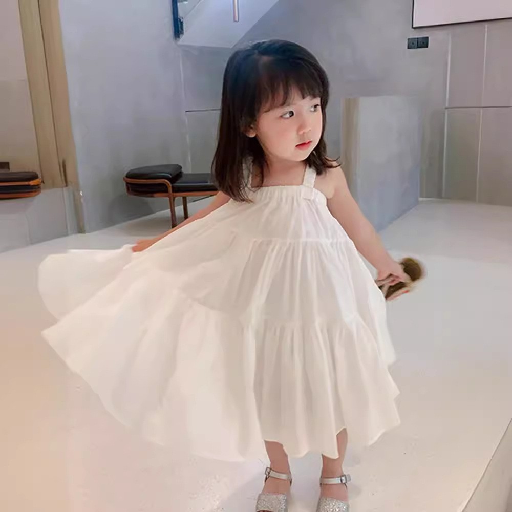 Picture of 2025 Summer New Style Girls' Suspender Skirt Girls' Skirt Seaside Vacation Style Beach Skirt Super Fairy Dress
