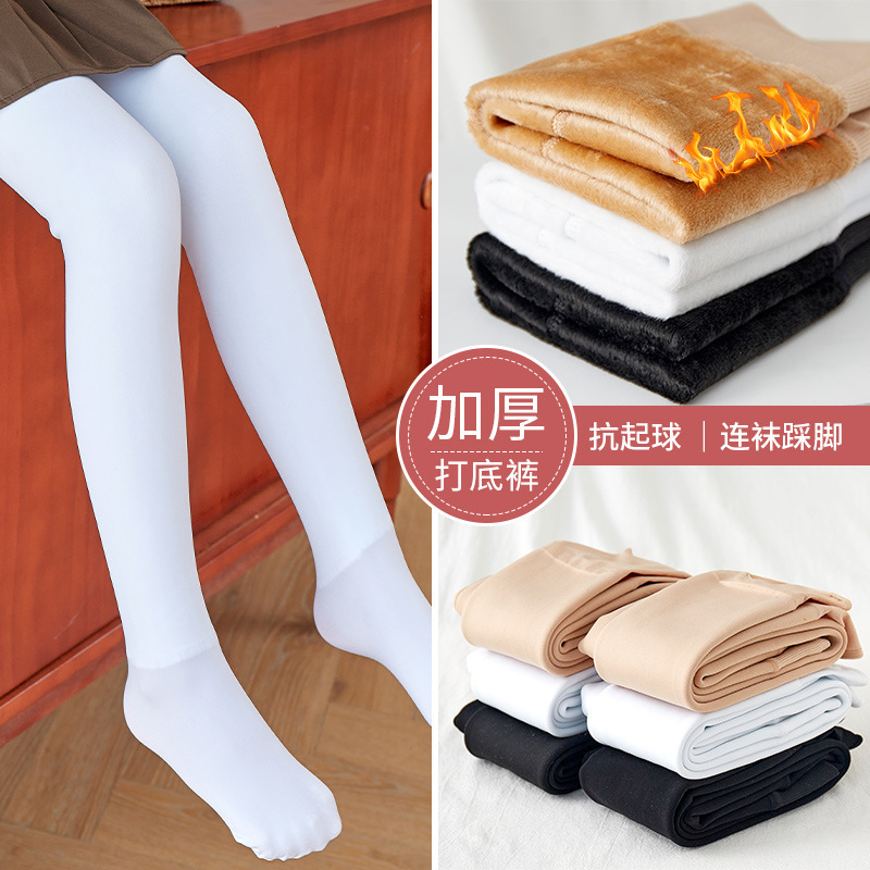 Factory Spring Autumn Winter Children's Pantyhose Girls' Leggings Outer Wear Baby White Dance Socks fleece-lined Thickened