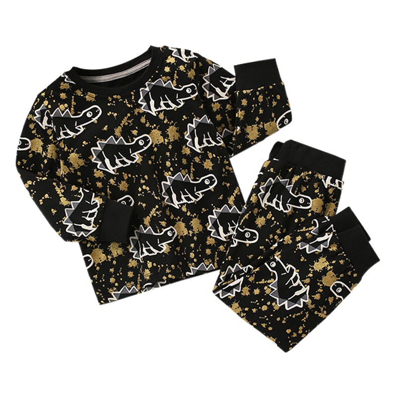 malwee Boy's suit Spring and Autumn Home Clothes European and American Handsome Two-Piece Crewneck Printed Children's Clothing