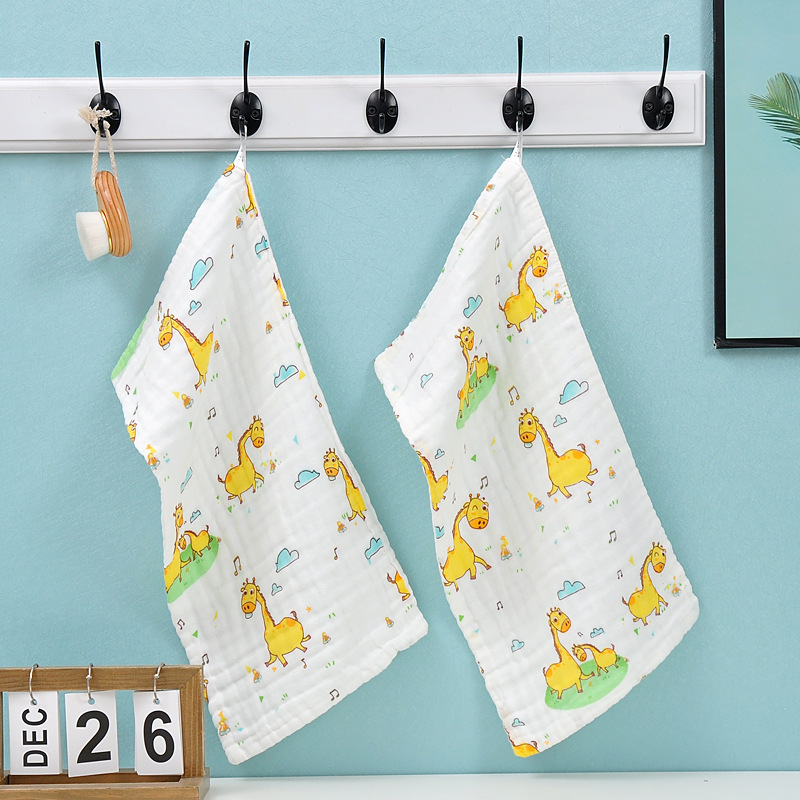 Picture of 6-Layer Seersucker Small Square Towel Kidsren's Towel Pure Cotton Type a Cotton High-Density Saliva Towel Kindergarten Small Towel Pure Cotton