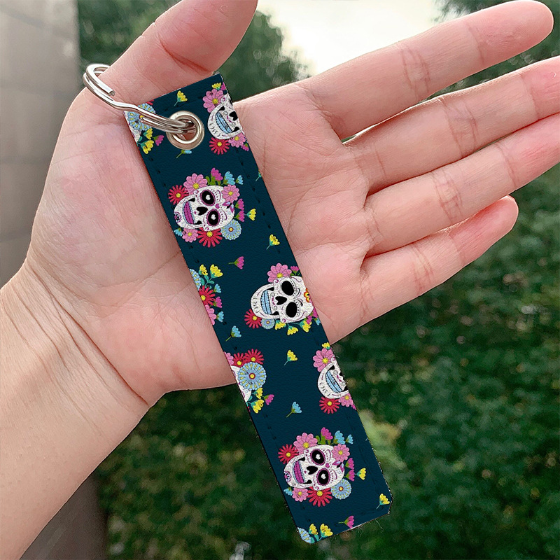 Picture of Amazon AliExpress European and American popular skull skull pu leather keychain wholesale in stock bag pendant