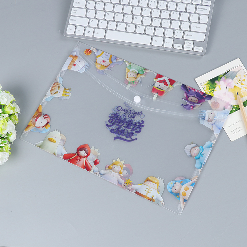 Picture of Transparent snap file bag a4 a5 pp plastic student file storage bag color folder wholesale can be set