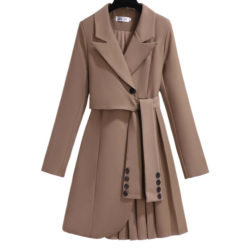 Korean Style Niche Design Pure Color Suit Skirt for Women 2023 Autum New Fashion Elegant Versatile Pleated Dress