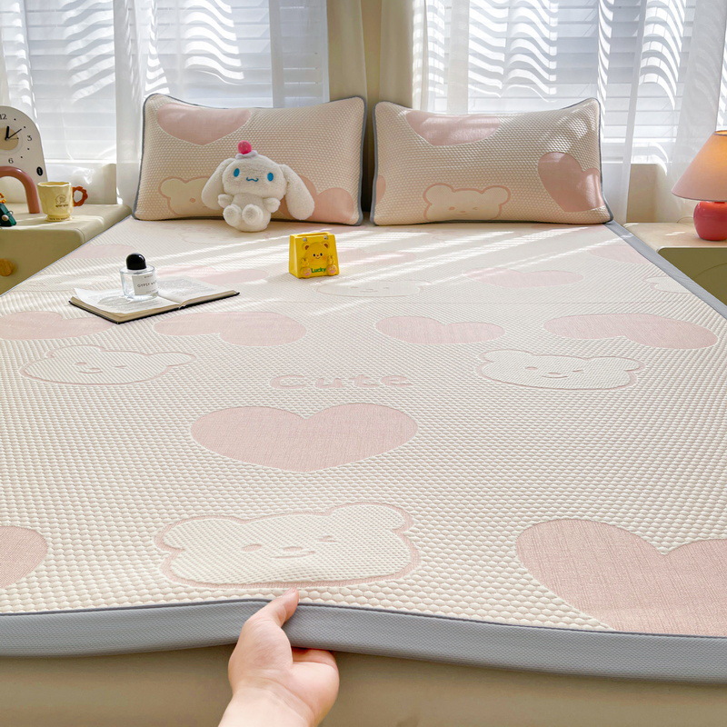 Picture of Bingdoudou Three-Piece Summer Cooling Mat Set, Ice Silk Mat Mattress, Machine Washable, Suitable for Infants and Toddlers, Air-Conditioned Soft Mat