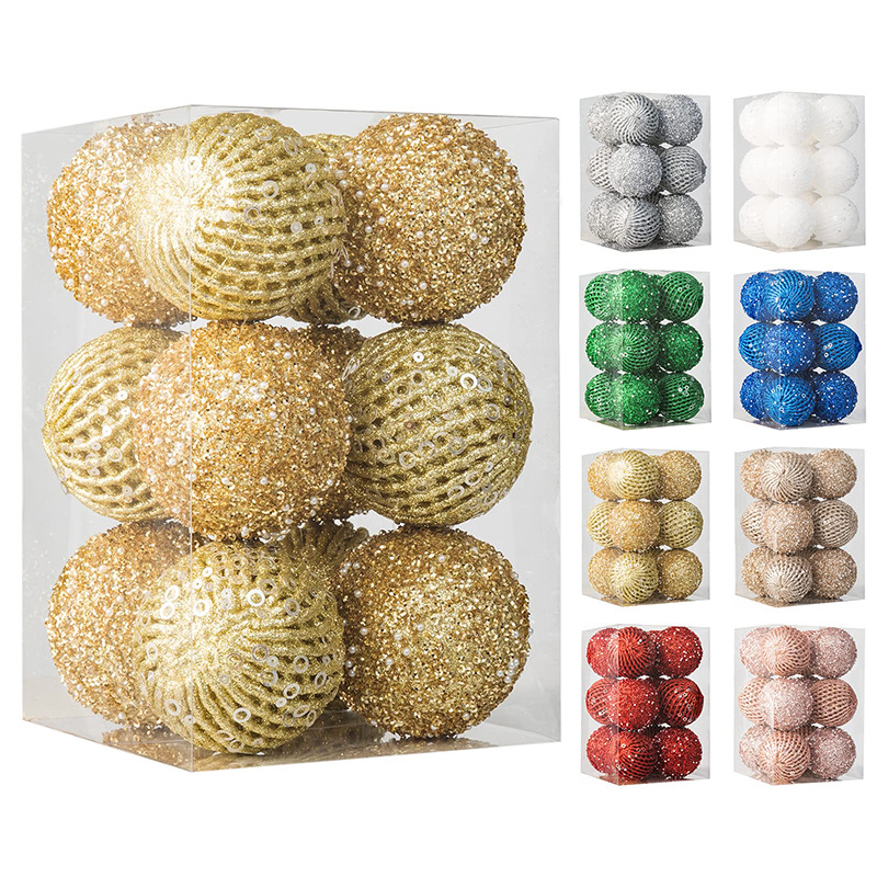 Christmas Tree Decoration Pendant Hanging Ball 8cm/10cm Scene Props Wedding Ornaments Colorful Ball Plastic Foam Christmas Ball
