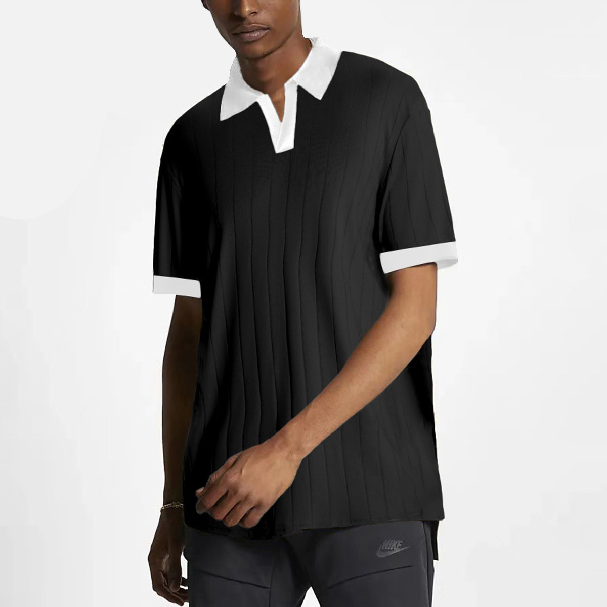 Picture of Amazon Summer Cross-Border Men's New Pure Color Lapel Casual Sports Short-Sleeved T-Shirt Men's Hip-Hop Polo Shirt