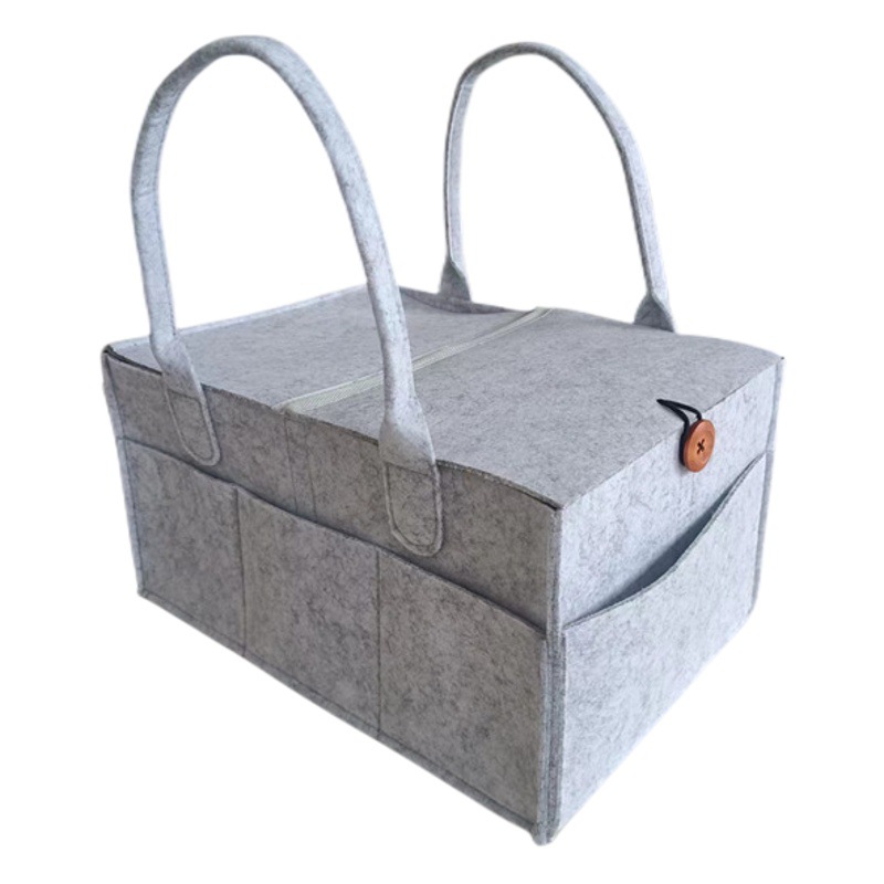 Wholesale Cross-Border Felt Diaper Storage Bag Large Capacity Felt Handbag Baby Diaper Multi-Compartment Storage Bag