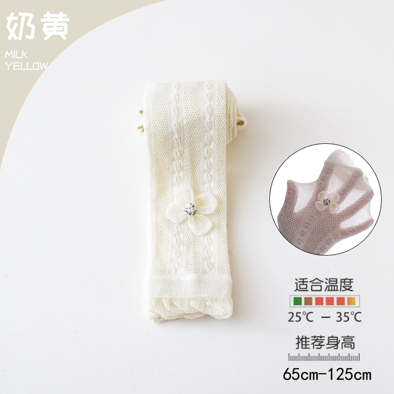 Picture of Girls' mesh leggings summer thin children's pantyhose solid color lace girls' cropped pants mosquito-proof socks wholesale