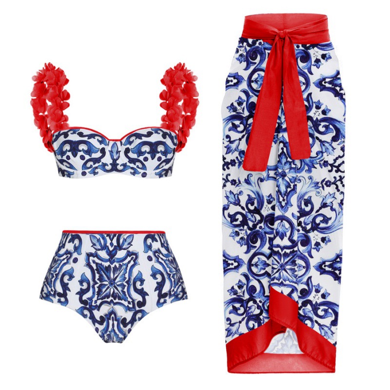 2024 European and American Amazon AliExpress Siaman Bikini Handmade Decal Contrast Color Double-sided Swimsuit suit Women's 2367