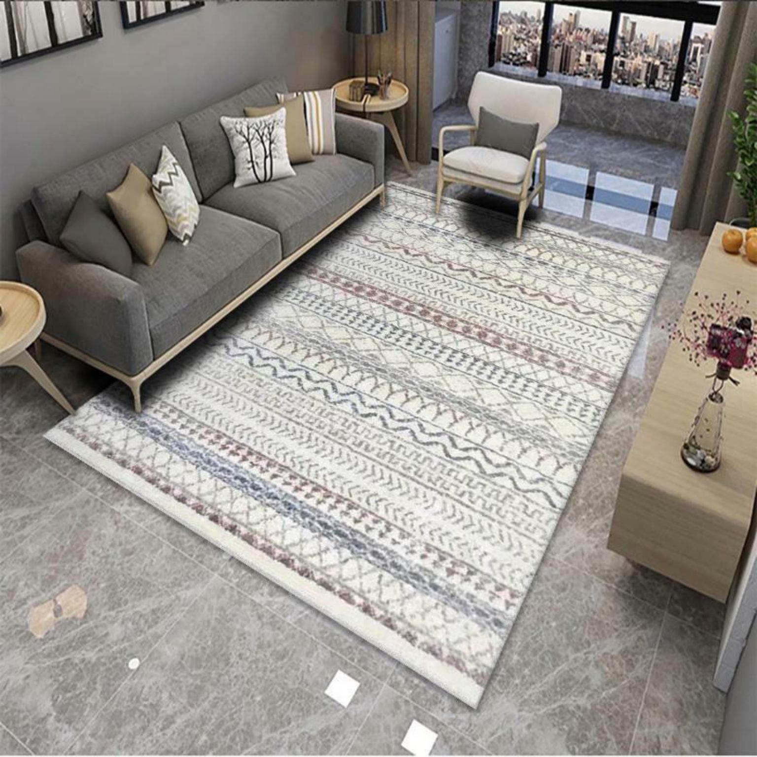 Picture of Modern Simple Living Room Carpet Geometric Pattern Home Study Sofa Printing and Dyeing Carpet Homestay Hotel Carpet Floor Mat