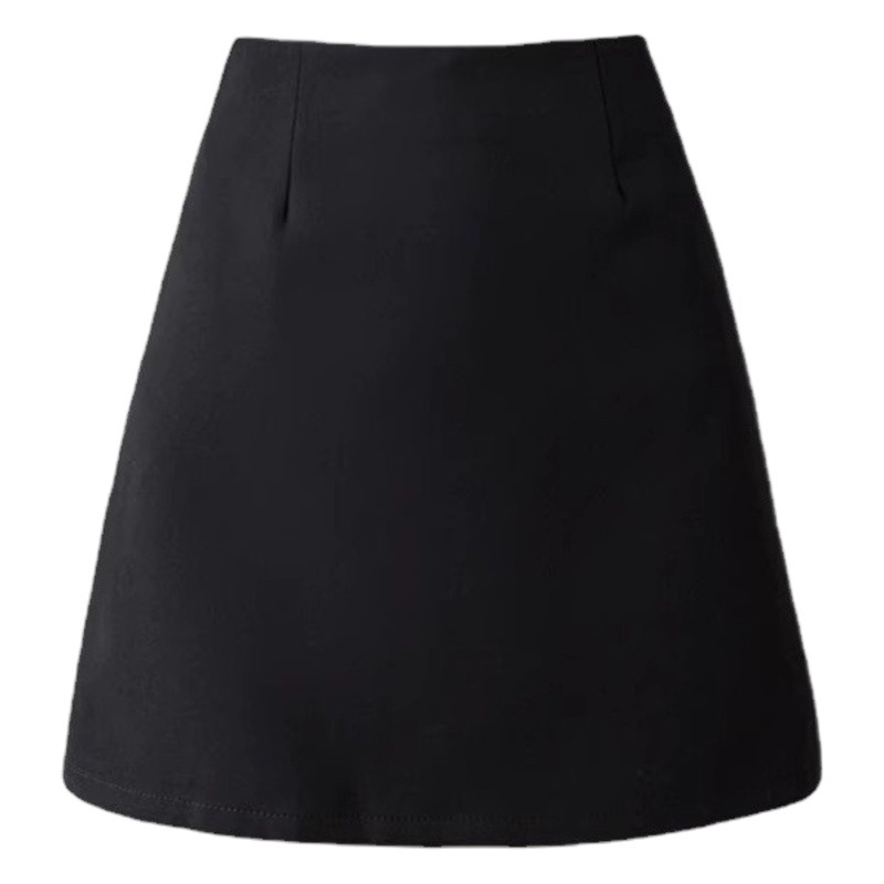 Autumn and winter suit skirt for women 2024 new small hip A- line skirt black high waist casual skirt autumn and winter