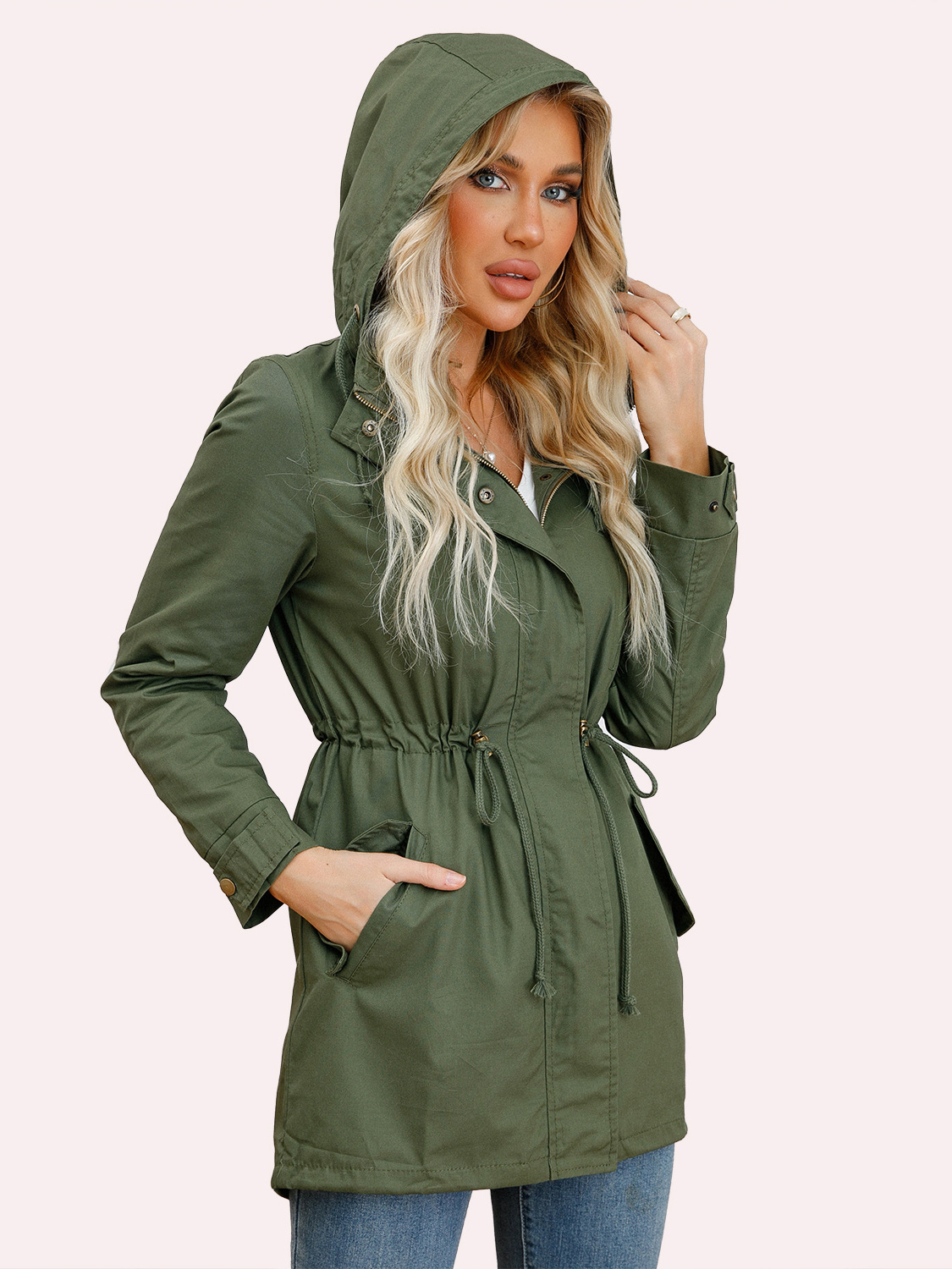 Picture of 2022 New Cotton Hooded Coat Women's Spring and Autumn Coat European and American Large Size Loose Solid Color Cross-border Women's Clothing