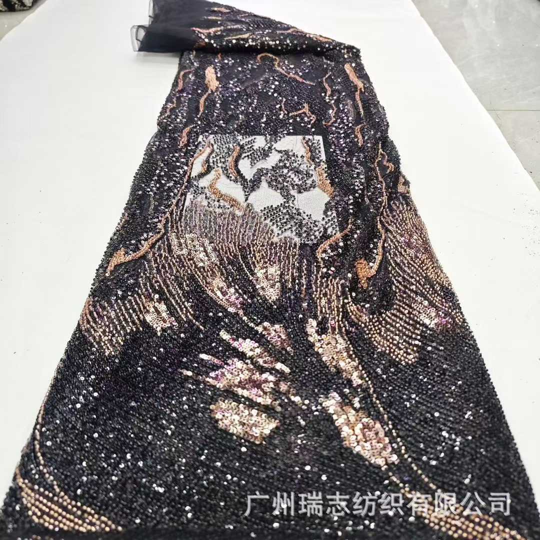 Middle Eastern multicolor wedding dress lace sequin cheongsam embroidery mesh lace cheongsam fabric lace fabric