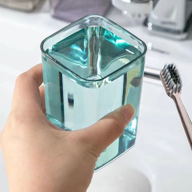 Picture of Household Square Plastic Transparent Wash Cup Light Luxury Style Student Couple Toothbrushing Cup Children's Simple Mouthwash Cup Wholesale