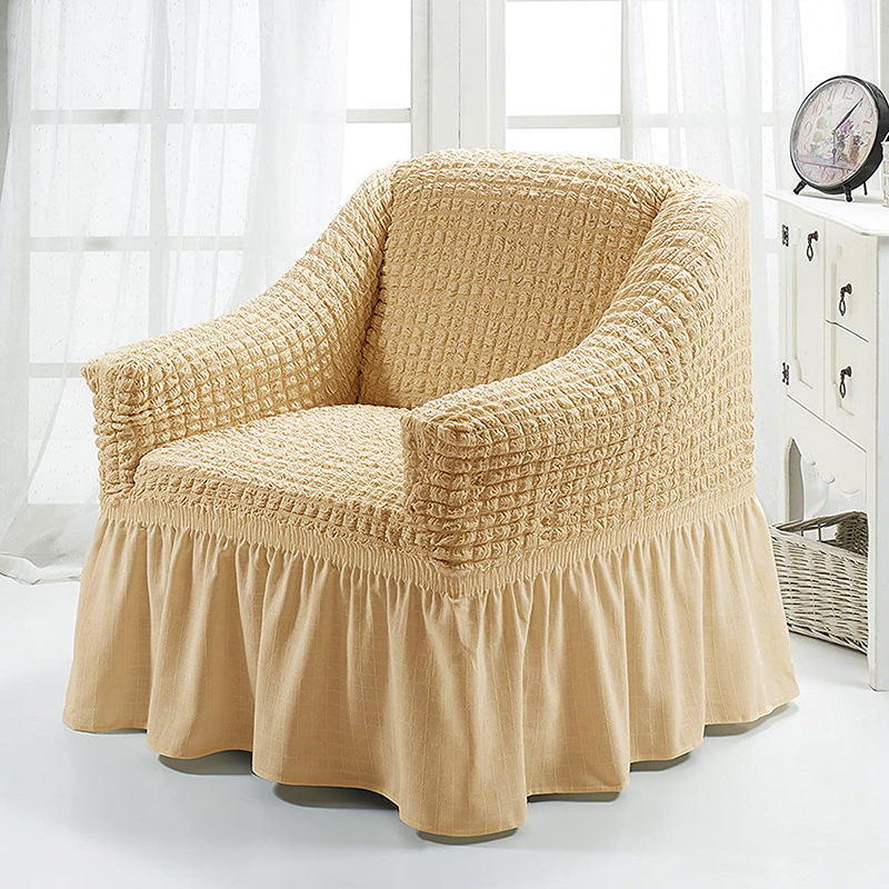 Picture of American Single Sofa Cover All-Inclusive Pure Color Stretch Fabric Sofa Cover Lace Decoration Simple Modern Universal for All Seasons