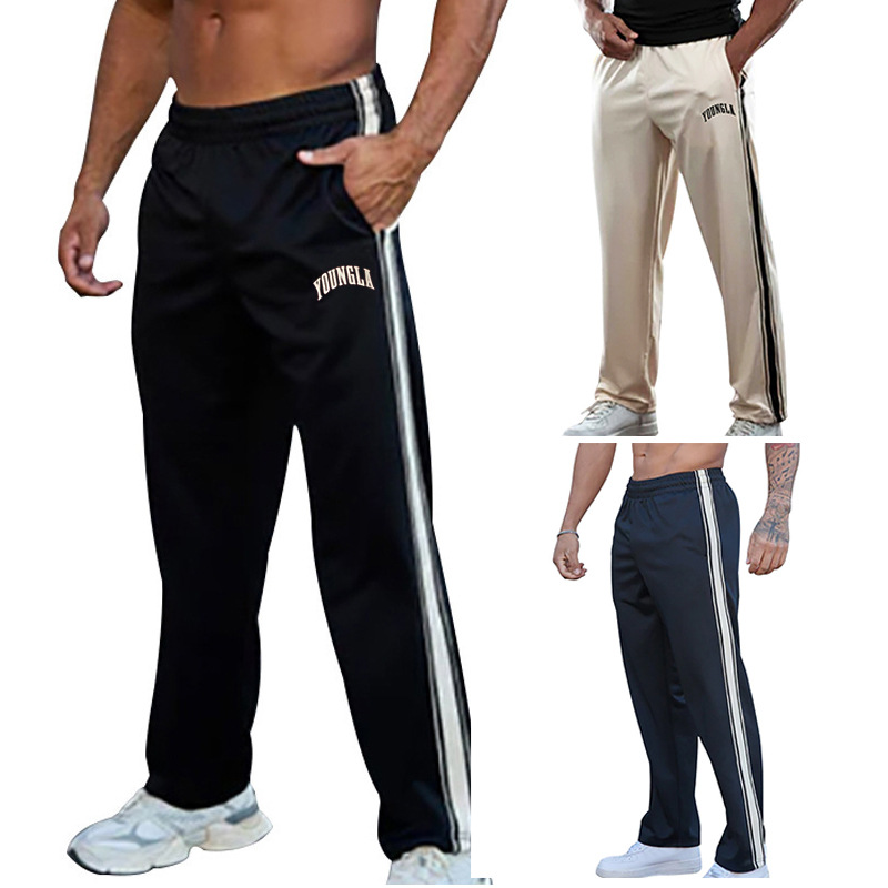 Foreign Trade Cross-border Spring and Autumn American Style Sling Men's Straight Pants Loose Casual Sports Pants Straight Pants Men