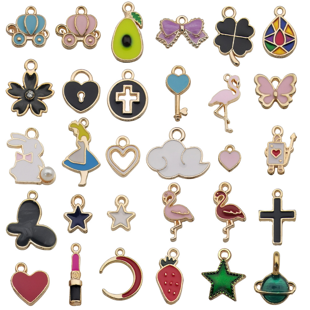 Mix 30 Color Cartoon Creative Drop Oil Jewelry Zinc Alloy Pendant DIY Earrings Necklace Pendant Jewelry Accessories