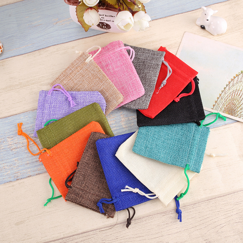 Picture of in stock wholesale hemp rope linen girdle gift bag drawstring imitation hemp gift packaging storage bag Christmas gift bag
