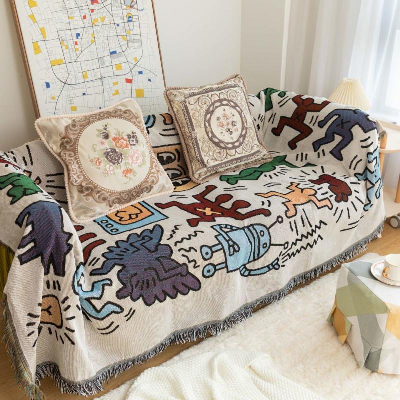 American Graffiti Sofa Towel Nordic Style Sofa Dust Cover Full Cover Cloth Sofa Cover Homestay Decorative Blanket blanket
