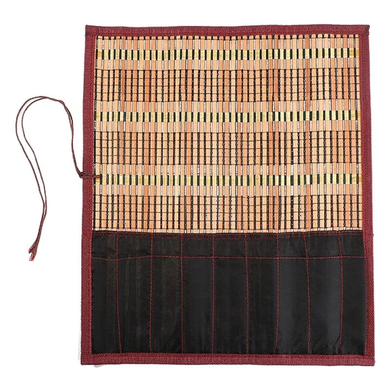 Chinese Style Vintage Brush Curtain Portable Bamboo Velvet Storage Pencil Bag Chinese Painting Four Treasures of Study Set for Students