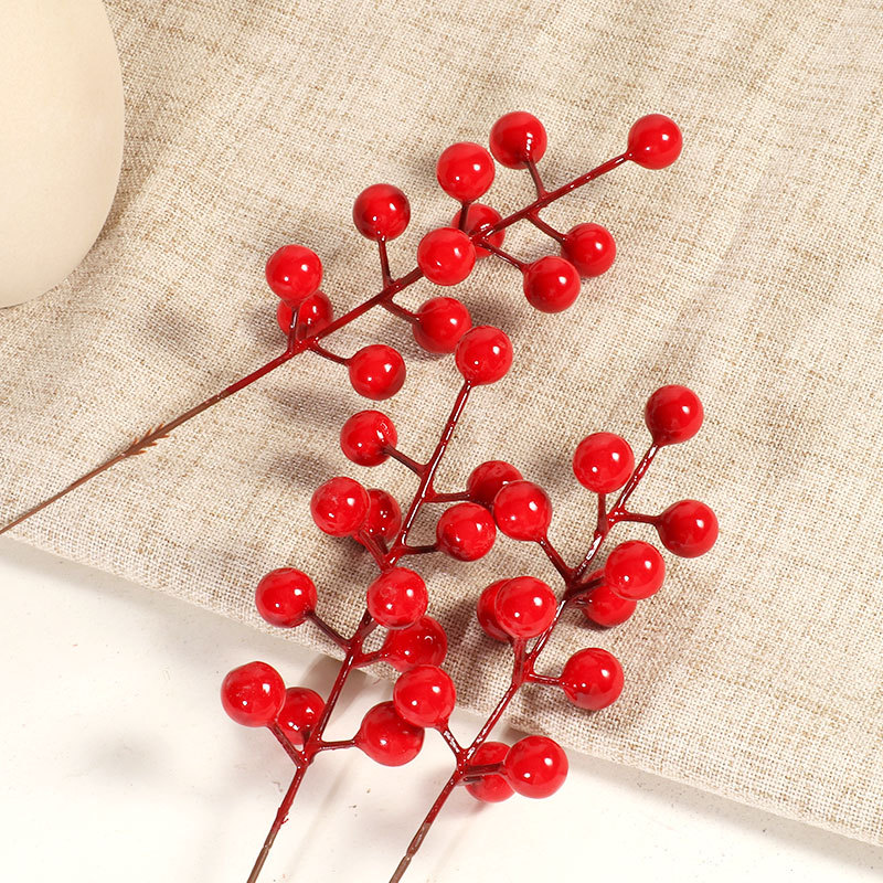 Picture of Simulated Fortune Fruit, Holly Fruit, Red Fruit, Auspicious Red Berries, Wedding Home Christmas Decoration, Cross-Border Wholesale Wedding