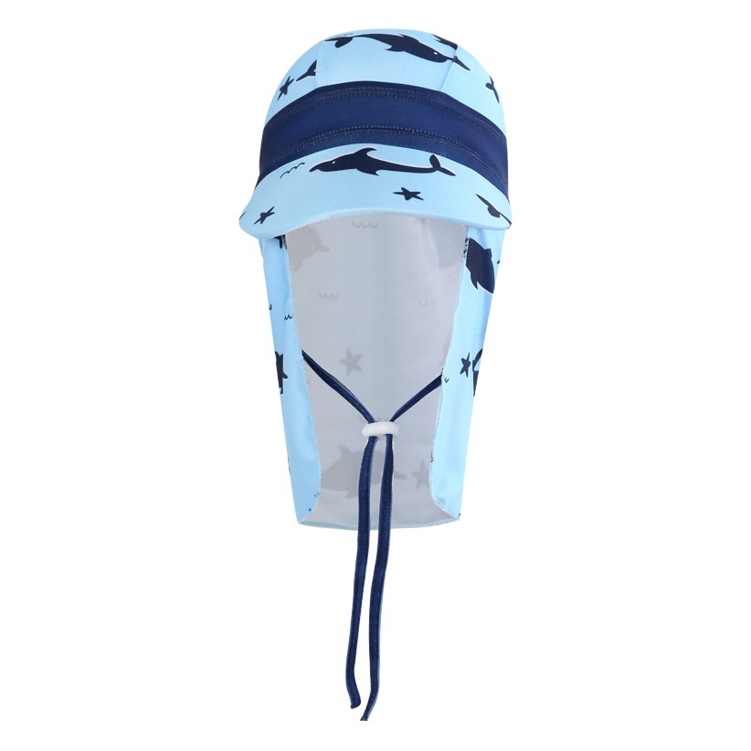 Boys and Girls children sun protection swimming cap neck cap UV protection beach sun protection swimming cap ear protection cloth cap devil hat