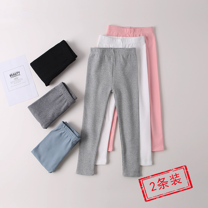 Picture of Girls' leggings spring and autumn thin white outer wear children's black autumn pure cotton gray baby thick long pants