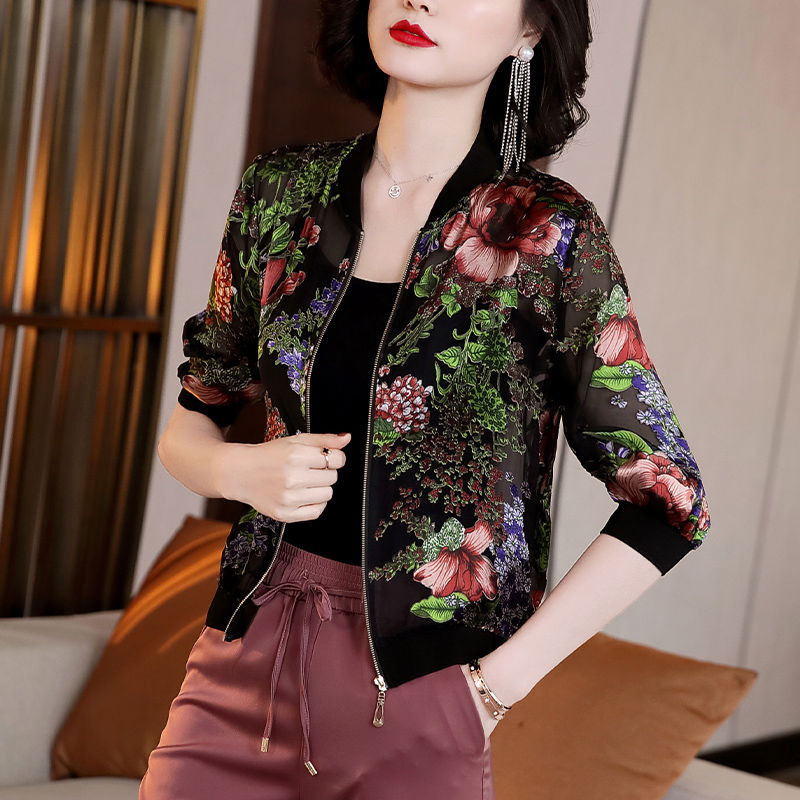 Picture of Chiffon Long Sleeve Coat Women's Baseball Suit 2025 Summer New Anti-ultraviolet plus size All-match Short Sunscreen Women
