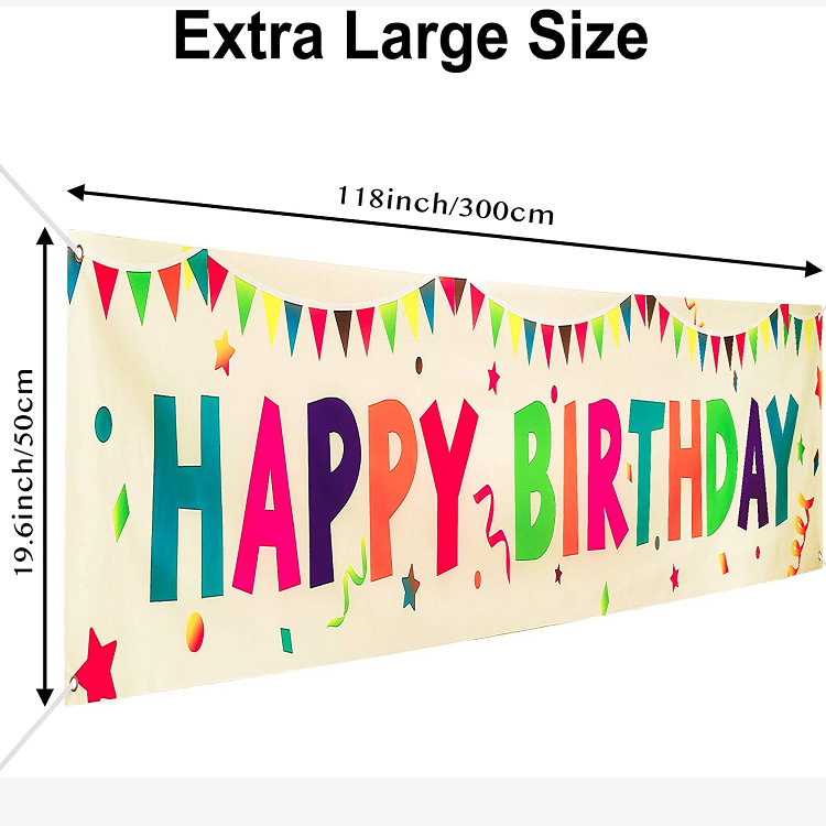 Picture of Cross-border Source Large Happy Birthday Courtyard Logo Birthday Party Courtyard Banner Colorful Outdoor Decorative Flag