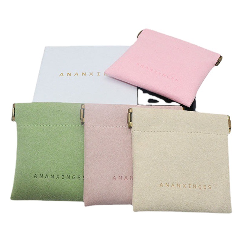 Spring Opening Suede Leather Wallet Jewelry Pouch Jewelry Box Jewelry Packaging Necklace