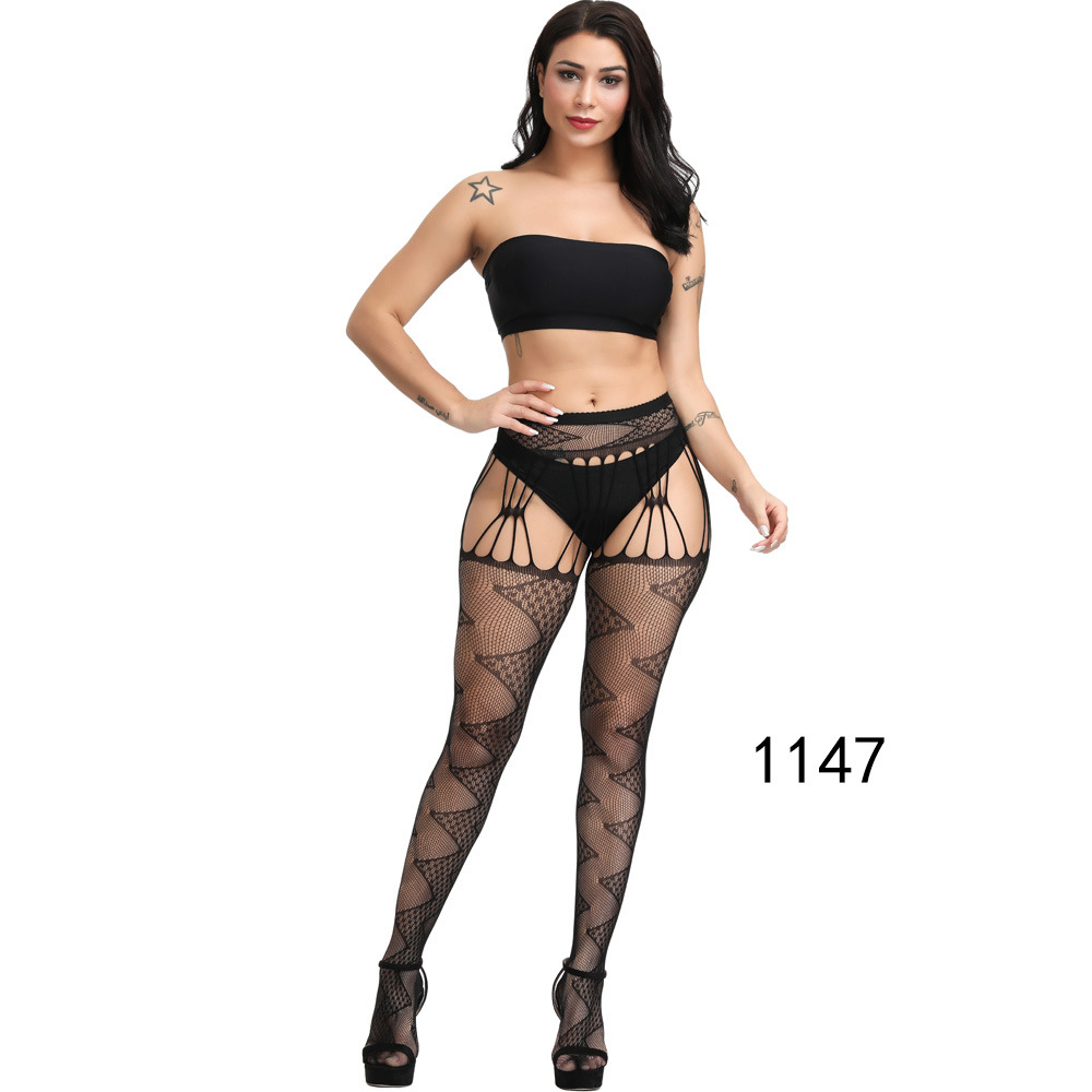 Picture of European and American Original Single Jacquard Garter Fishnet Stockings Sexy Pantyhose Sexy Stockings Summer Anti-Falling Fishnet Stockings Temptation