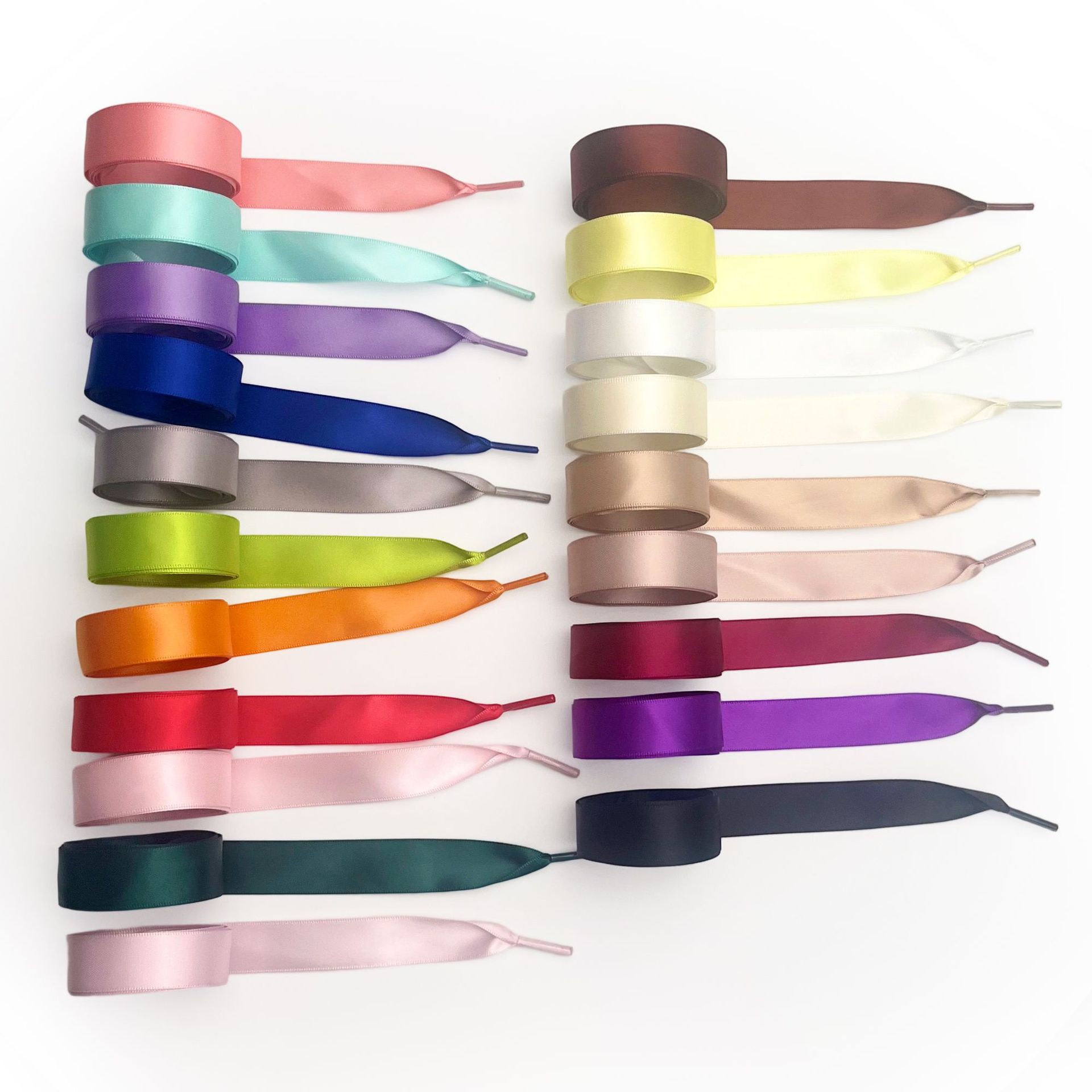 Picture of Silk shoelaces flat lace satin webbing sports small white shoes shoelaces color silk shoelaces 2cm wholesale