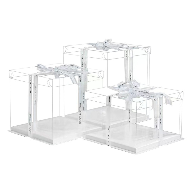 Transparent birthday cake box 4/6 inch 8 inch 10 inch 12 Inch Single double layer plus high net red creative baking packaging box