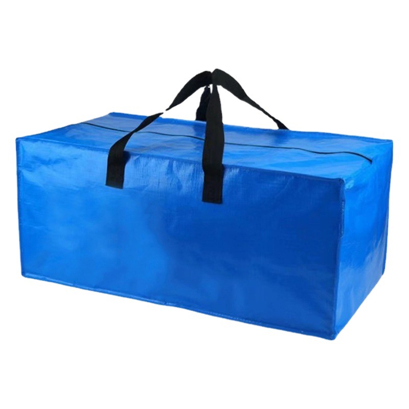 Foreign Trade Blue Woven Zipper Bag Portable Moving Bag Large Capacity Storage PP Film Laminated Packing Bag PE Storage Bag