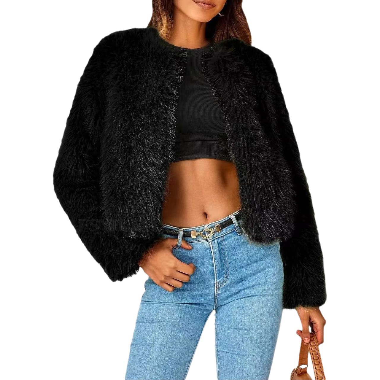 2023 Amazon Aliexpress Autumn Fashion Fur Coat Korean Style Small Fragrance Style High-Quality Texture Style