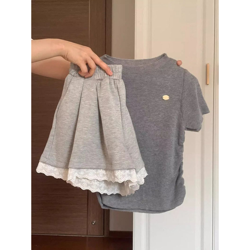 Foreign Trade Sweet and Spicy Style A- word High Waist Lace Casual Shorts Women's Summer All-match Loose Wide-leg Sports Hot Pants
